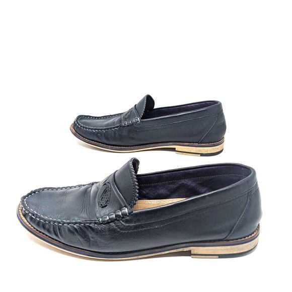 Robert Graham Shoes Mens 10.5 Estefan Leather Black Penny Loafers Slip On main image 8